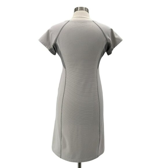 MontBell Striped Gray White Short Sleeve Dress Womens Medium - Picture 5 of 8